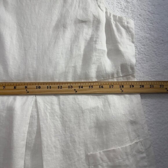 J.Jill Love Linen Sleeveless Dress Pockets Cream Tan Border Beachy Coastal Sz M - Picture 10 of 12